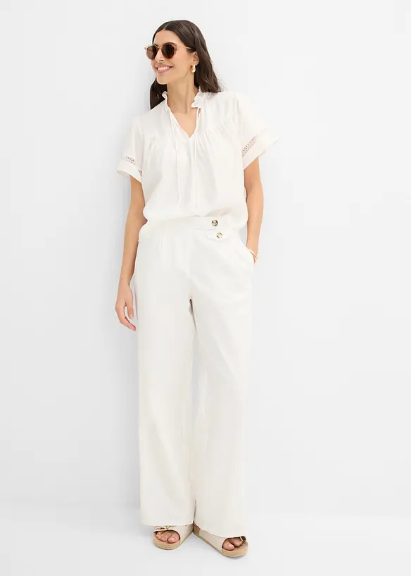 Blouse manches courtes  avec dentelle, bonprix