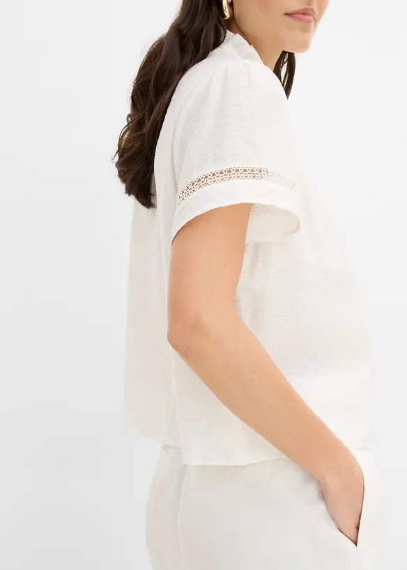 Blouse manches courtes  avec dentelle, bonprix