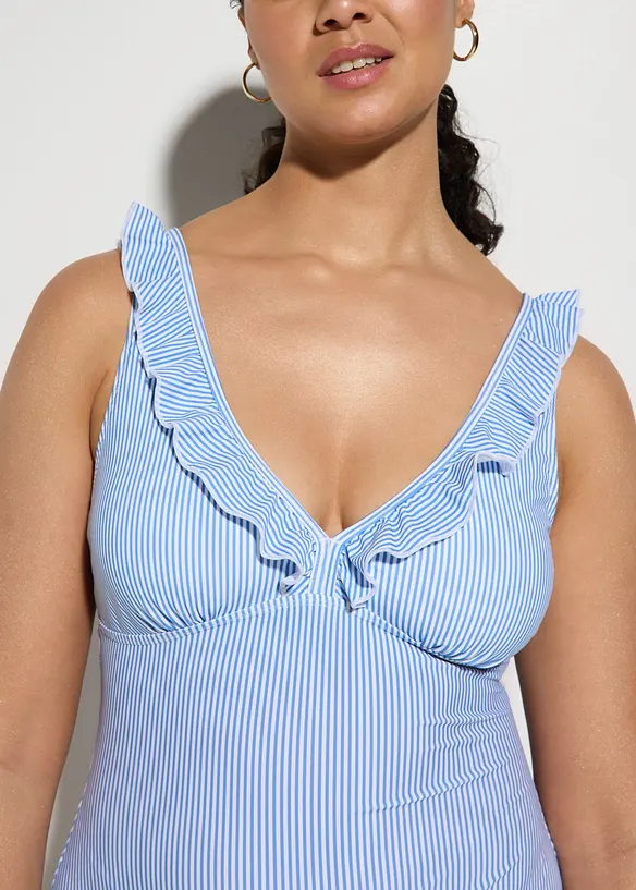 Maillot sculptant &agrave; volants, maintien l&eacute;ger, bonprix