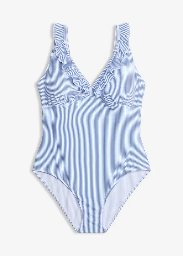 Maillot sculptant &agrave; volants, maintien l&eacute;ger, bonprix