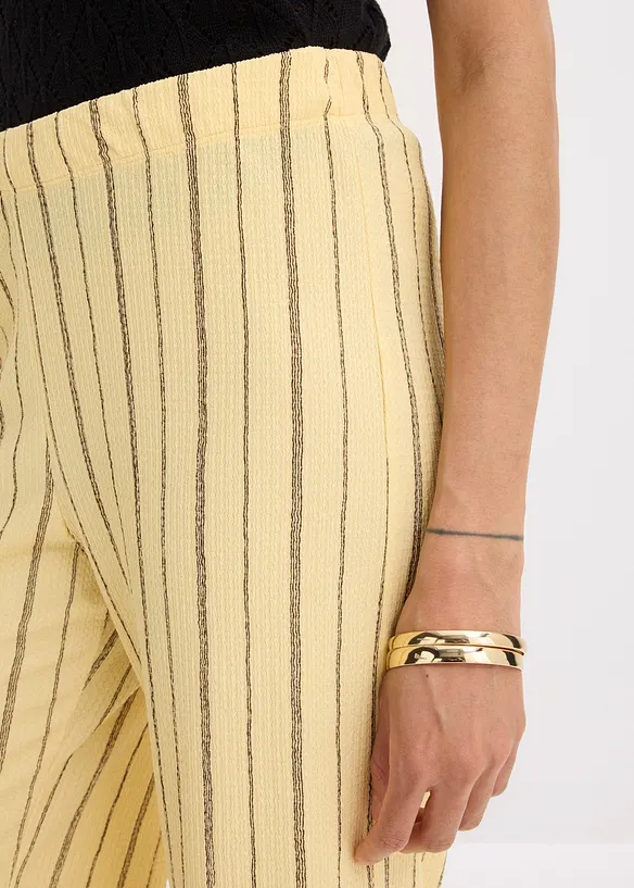 Pantalon taille &eacute;lastiqu&eacute;e en jersey textur&eacute;, bonprix