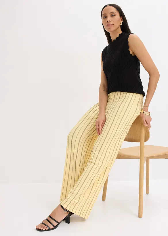 Pantalon taille &eacute;lastiqu&eacute;e en jersey textur&eacute;, bonprix