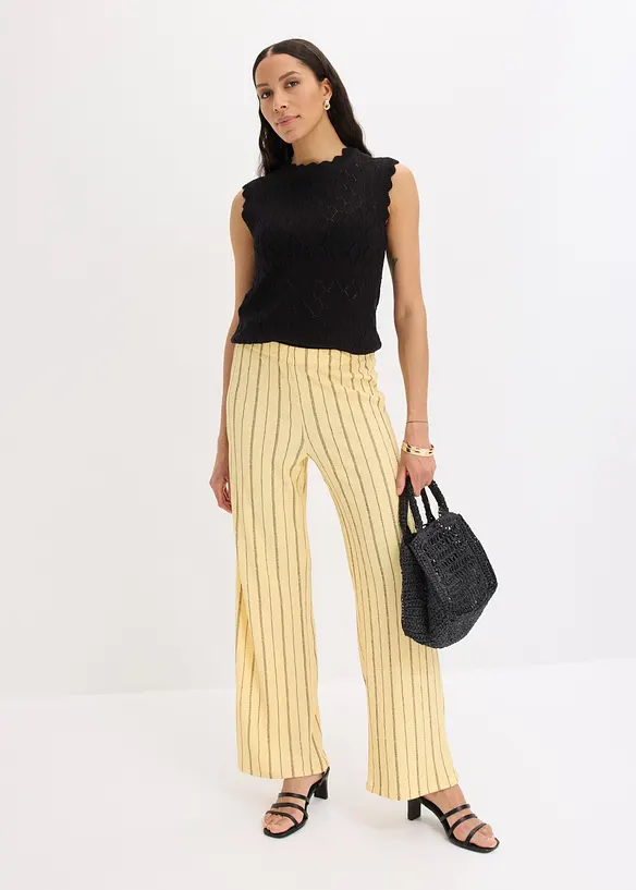 Pantalon taille &eacute;lastiqu&eacute;e en jersey textur&eacute;, bonprix