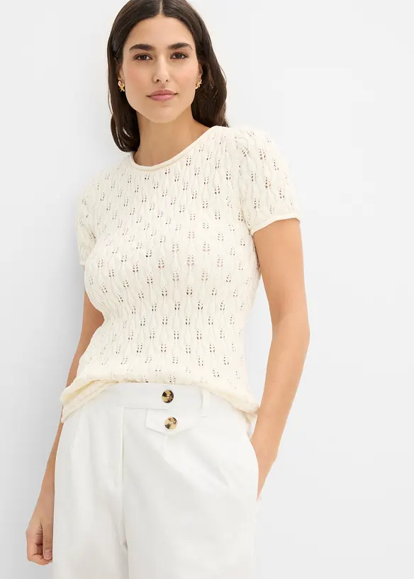 Pull ajour&eacute; en coton, bonprix