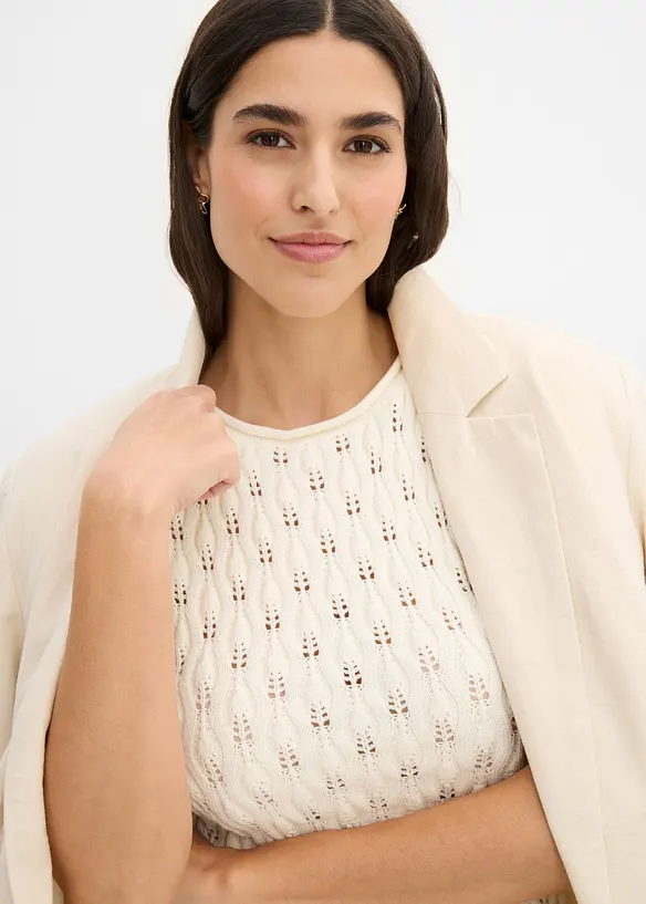 Pull ajour&eacute; en coton, bonprix