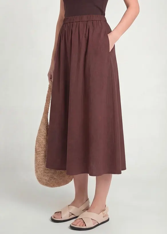 Midirock aus Leinen-Mix, bonprix