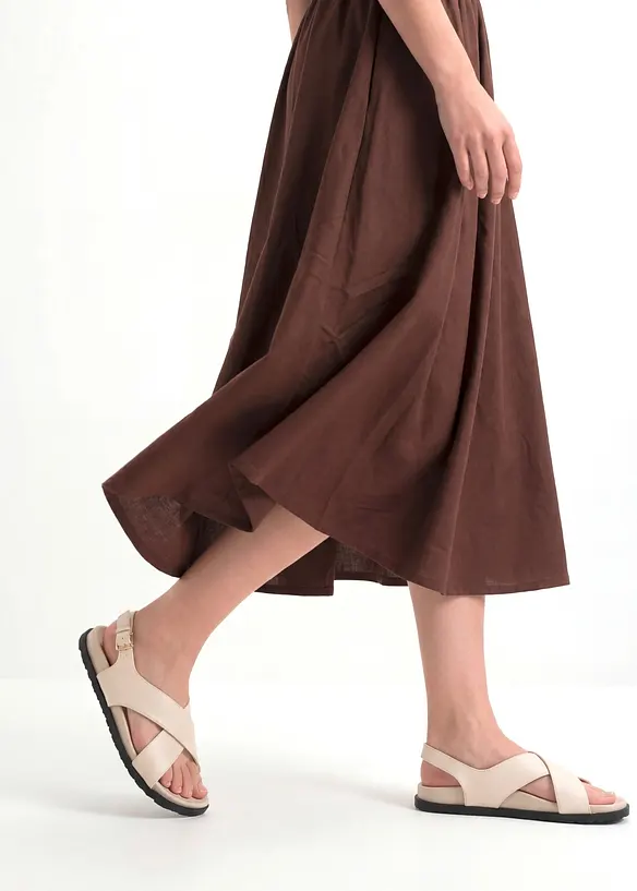 Midirock aus Leinen-Mix, bonprix