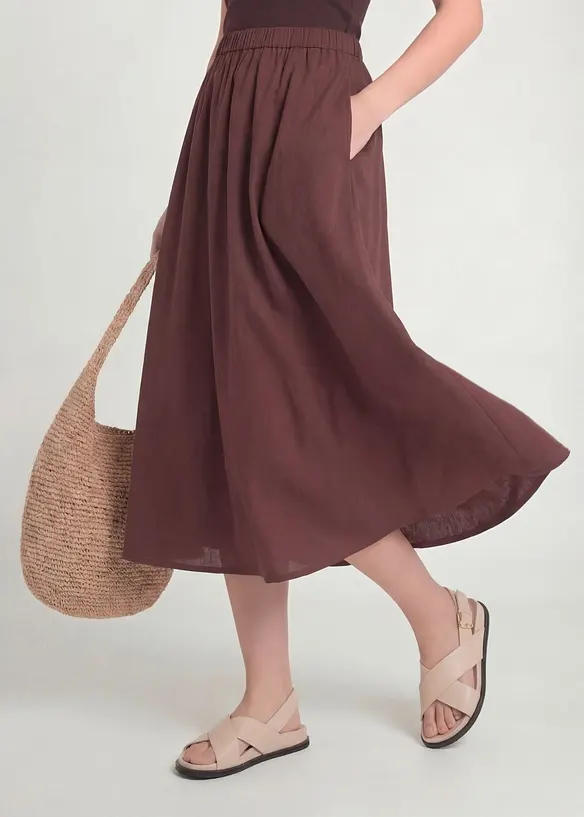 Midirock aus Leinen-Mix, bonprix