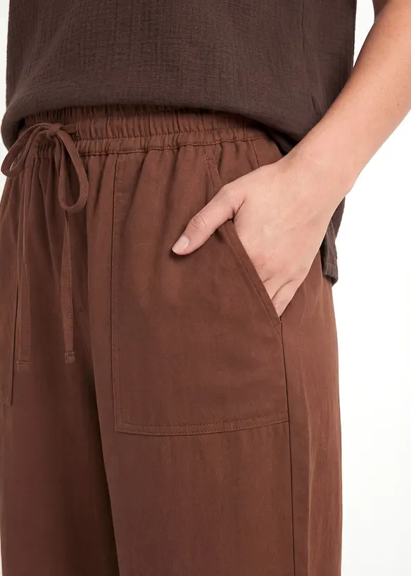 Pantalon large et fluide en lyocell m&eacute;lang&eacute;, bonprix