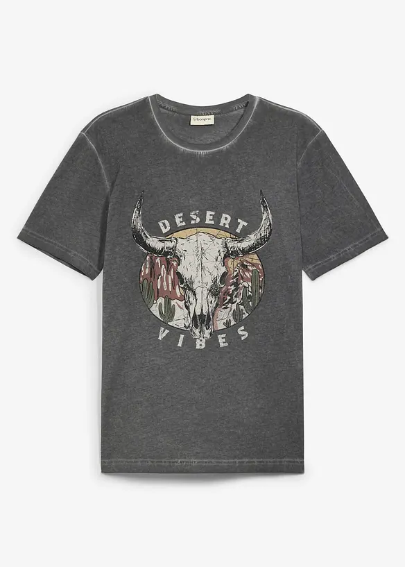 T-shirt aspect d&eacute;lav&eacute;, 100% coton, bonprix