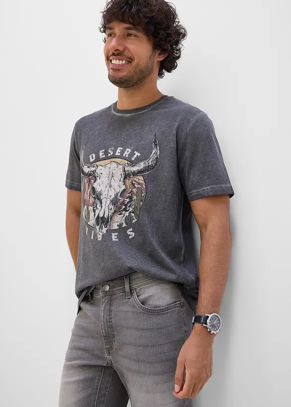 T-shirt aspect d&eacute;lav&eacute;, 100% coton, bonprix