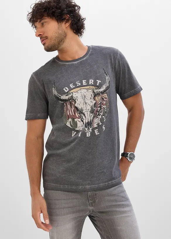 T-shirt aspect d&eacute;lav&eacute;, 100% coton, bonprix