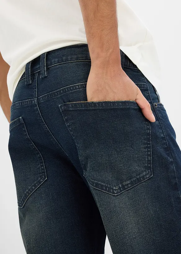 Bermuda long en jean &agrave; taille extensible, loose, bonprix