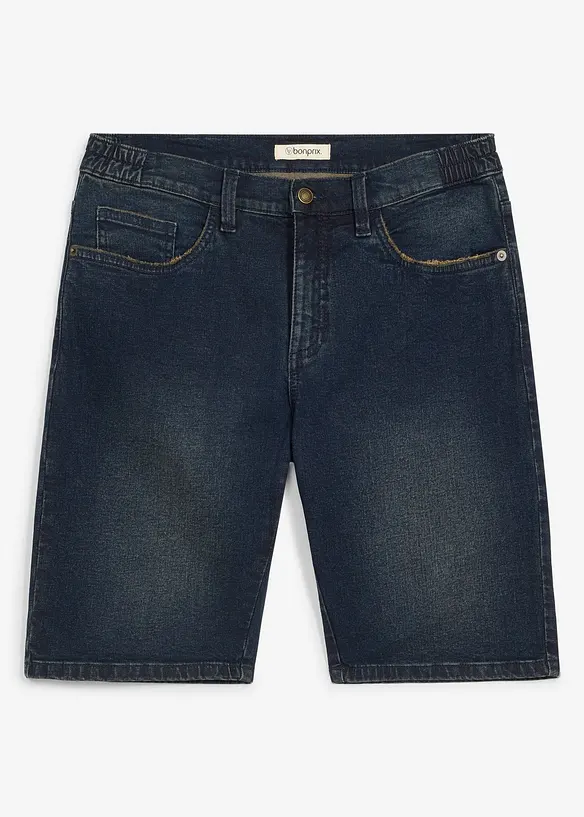 Bermuda long en jean &agrave; taille extensible, loose, bonprix