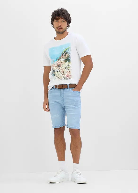 Bermuda en jean &agrave; taille extensible, regular, bonprix
