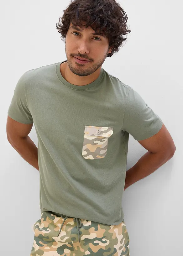 T-shirt slim 100% coton avec poche poitrine, bonprix