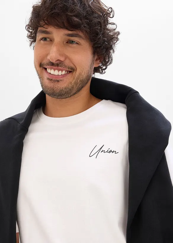 Lot de 2 T-shirts en coton &eacute;pais, bonprix