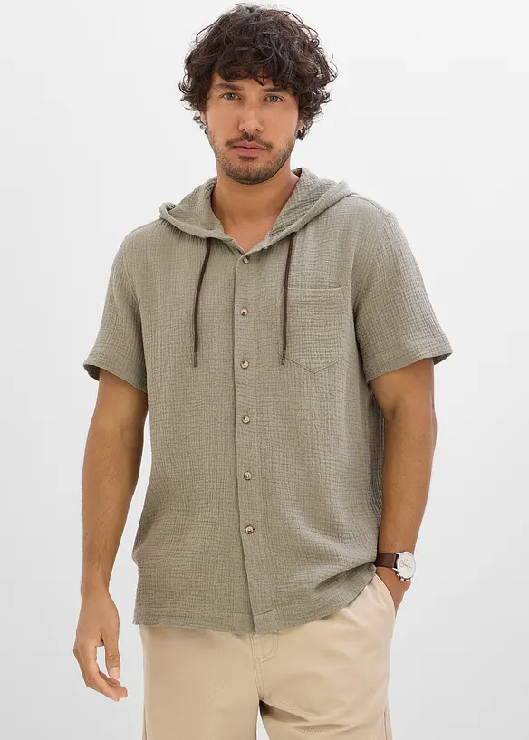 Chemise manches courtes en gaze de coton, bonprix