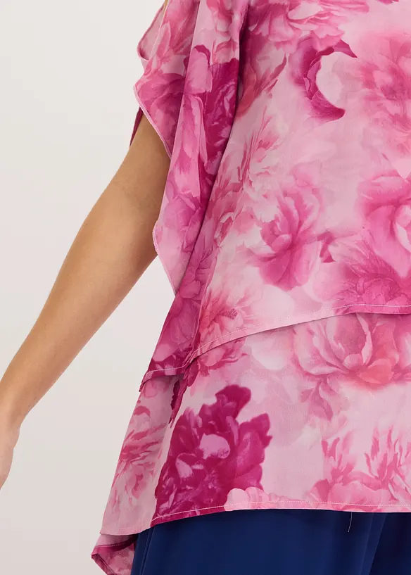 Blouse &agrave; pans, look superpos&eacute;, bonprix