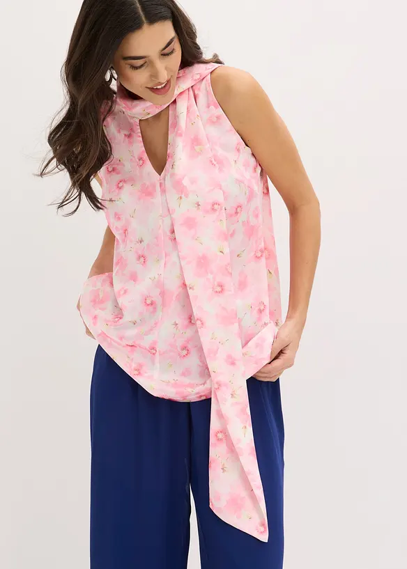 Schlupfbluse aus gl&auml;nzendem Satin mit Bindedetail, bonprix