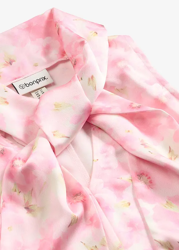 Schlupfbluse aus gl&auml;nzendem Satin mit Bindedetail, bonprix