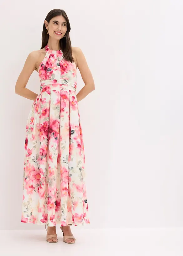 Neckholder-Kleid aus strukturiertem Crepe, bonprix