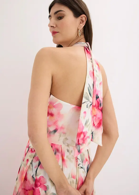 Neckholder-Kleid aus strukturiertem Crepe, bonprix