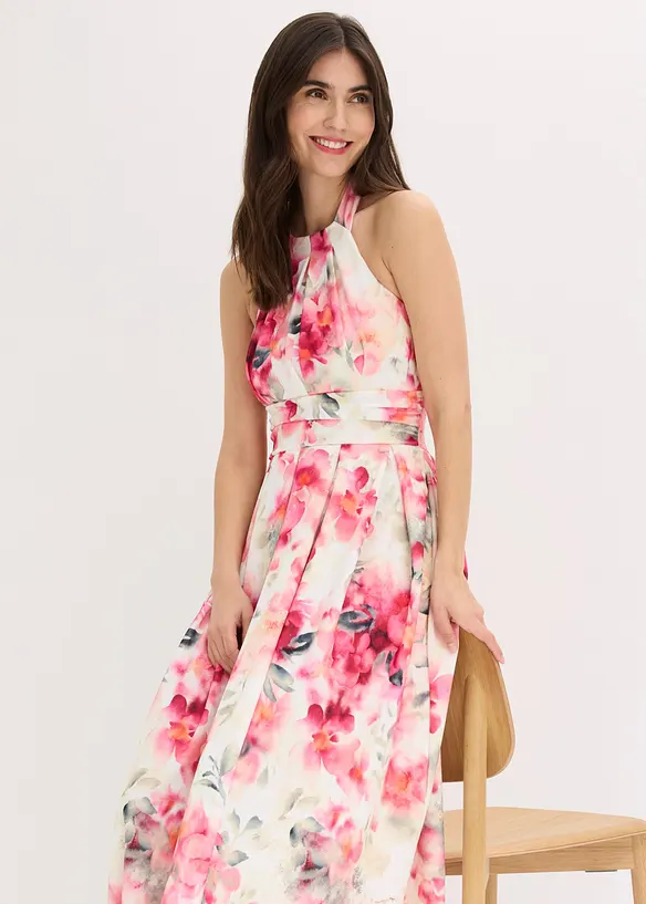 Neckholder-Kleid aus strukturiertem Crepe, bonprix