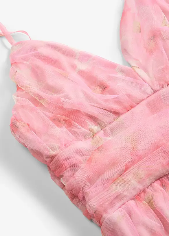 Maxikleid aus zartem T&uuml;ll mit Drapierung, bonprix