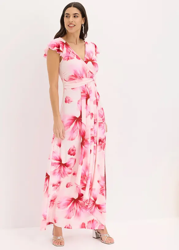 Robe longue en jersey fin avec drap&eacute;, bonprix