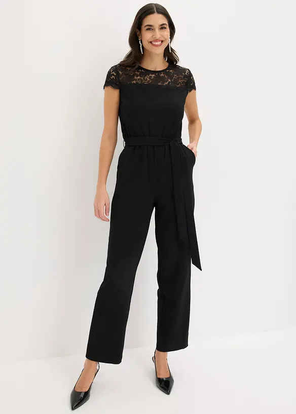 Overall aus feinem Jersey mit Spitze, bonprix