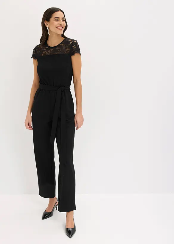 Overall aus feinem Jersey mit Spitze, bonprix