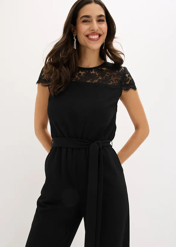 Overall aus feinem Jersey mit Spitze, bonprix