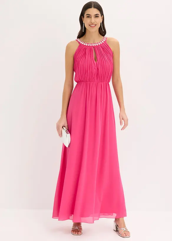 Maxikleid aus feinem Chiffon mit Drapierung, bonprix