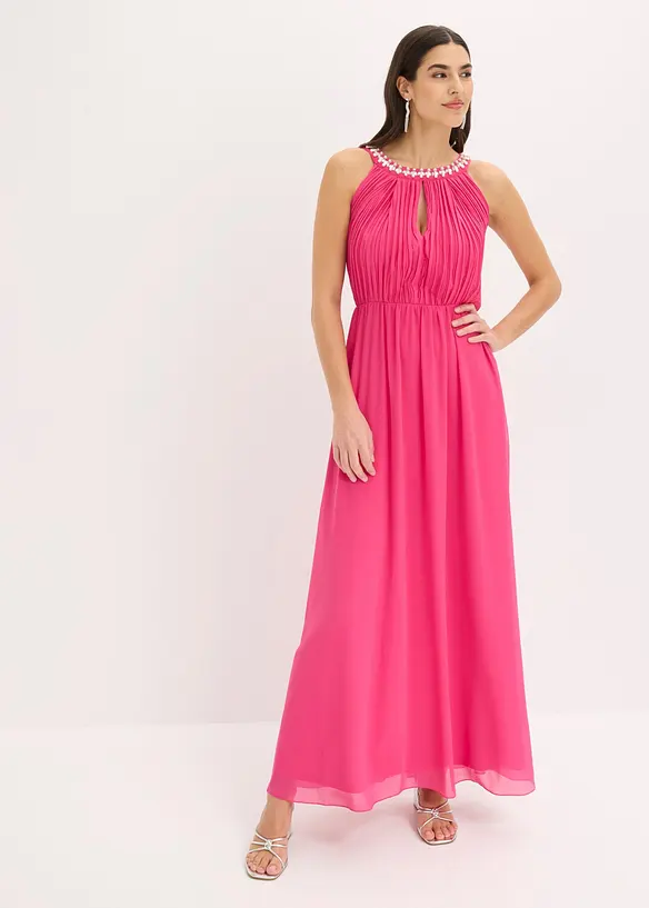 Maxikleid aus feinem Chiffon mit Drapierung, bonprix