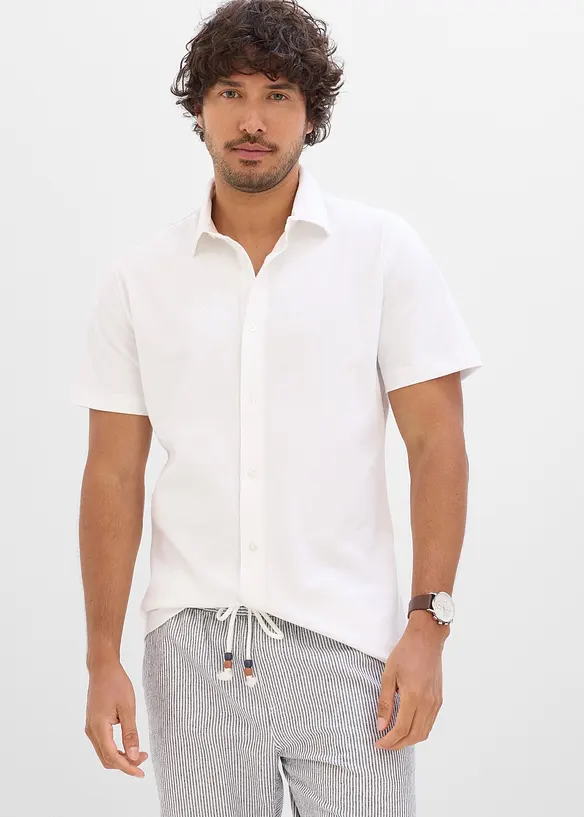 Chemise manches courtes en piqu&eacute; tr&egrave;s extensible, slim, bonprix