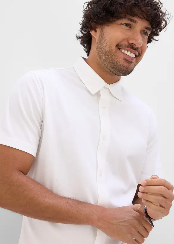 Chemise manches courtes en piqu&eacute; tr&egrave;s extensible, slim, bonprix