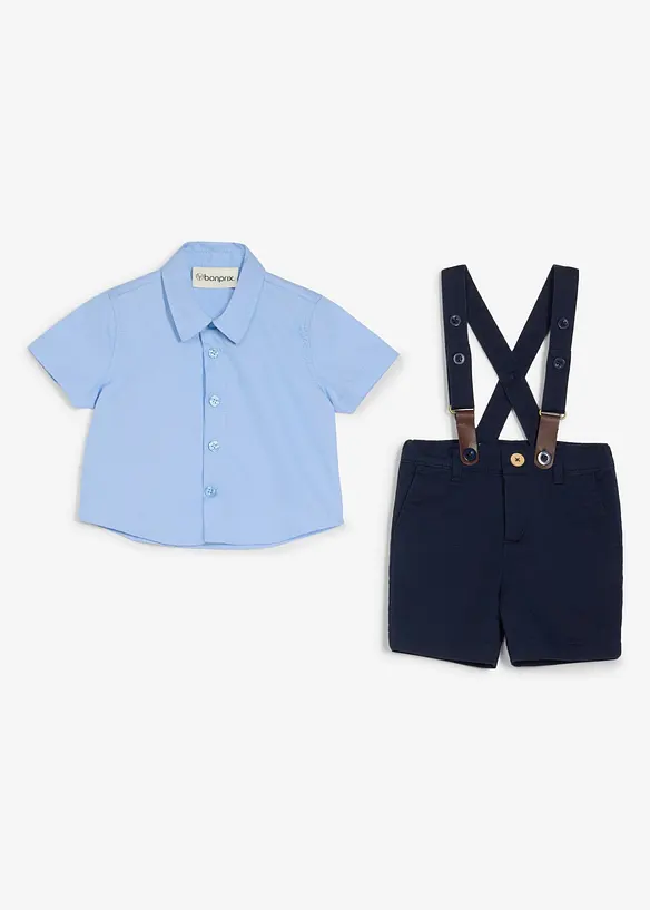 Set aus Kurzarmhemd, Bermuda, Hosentr&auml;ger und Fliege (4-tlg.Set), bonprix