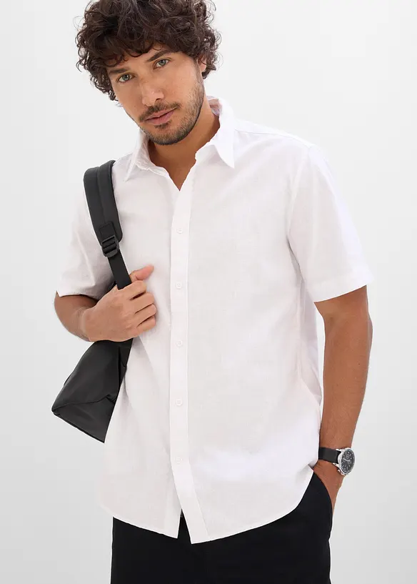 Kurzarmhemd aus Leinen-Mix in Regular Fit, bonprix