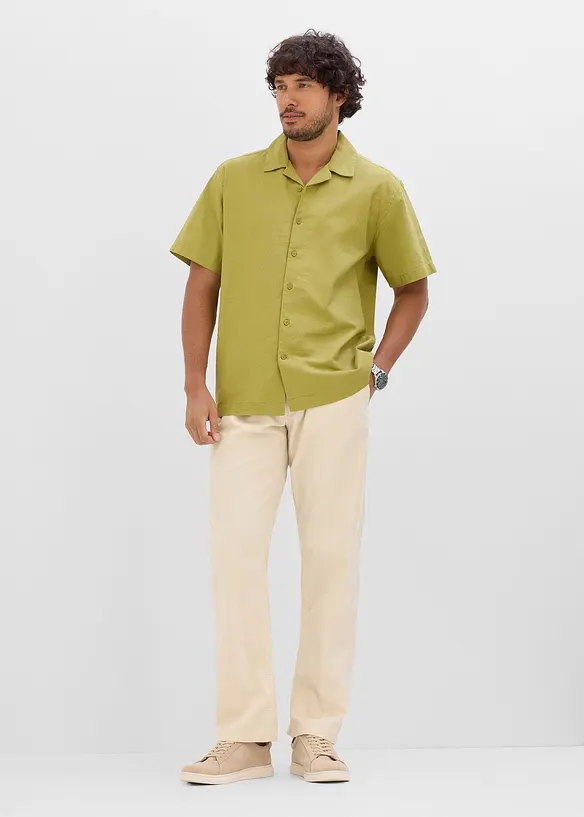 Kurzarmhemd aus Leinen-Mix in Loose Fit, bonprix