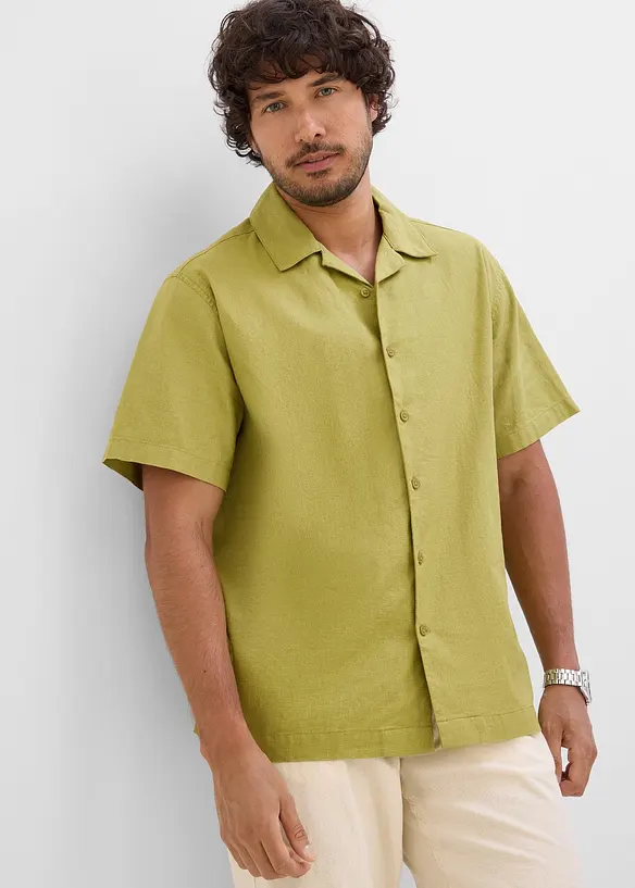 Kurzarmhemd aus Leinen-Mix in Loose Fit, bonprix