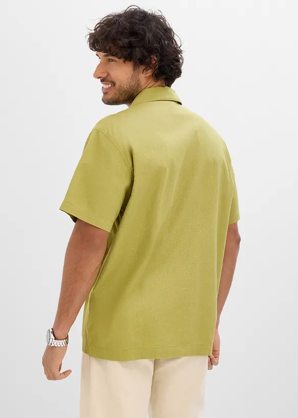 Kurzarmhemd aus Leinen-Mix in Loose Fit, bonprix