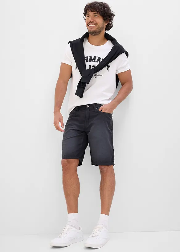 Lot de 2 bermudas regular &agrave; taille &eacute;lastiqu&eacute;e en denim l&eacute;ger et color&eacute;, bonprix