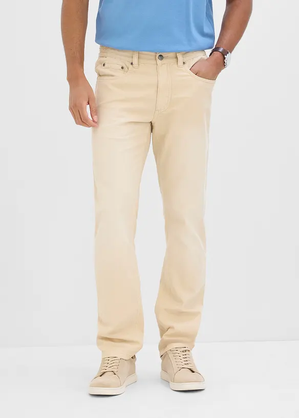 Jean regular &agrave; taille &eacute;lastiqu&eacute;e en denim l&eacute;ger et color&eacute;, droit, bonprix