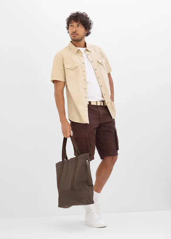 Bermuda loose en jean l&eacute;ger et color&eacute; &agrave; taille &eacute;lastiqu&eacute;e, bonprix