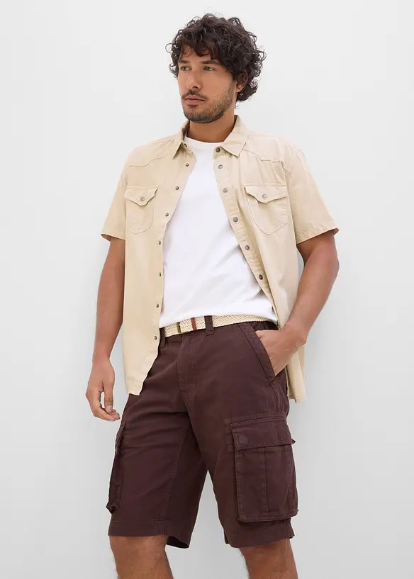 Bermuda loose en jean l&eacute;ger et color&eacute; &agrave; taille &eacute;lastiqu&eacute;e, bonprix
