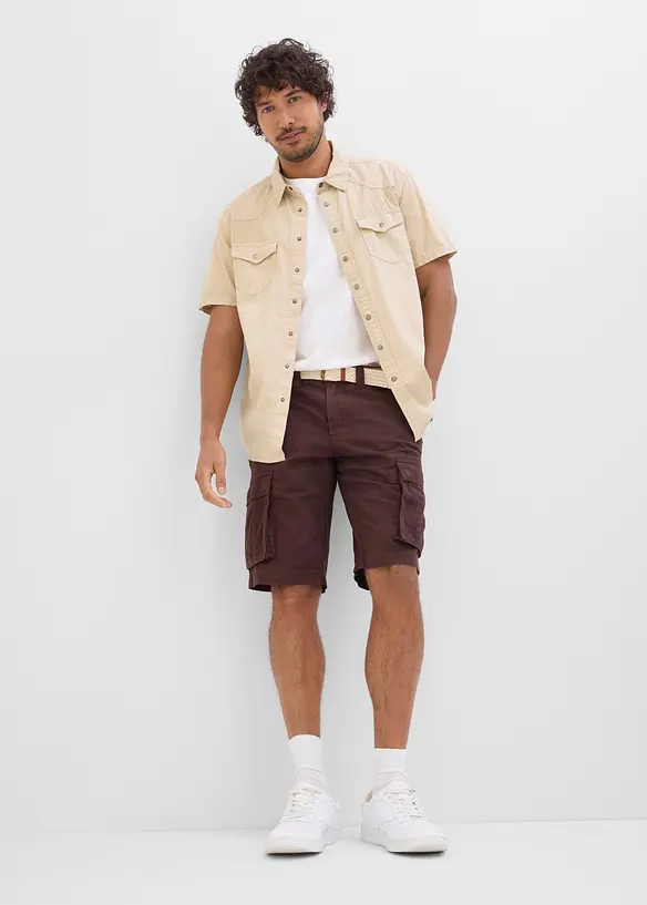 Bermuda loose en jean l&eacute;ger et color&eacute; &agrave; taille &eacute;lastiqu&eacute;e, bonprix