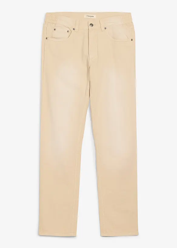 Jean regular &agrave; taille &eacute;lastiqu&eacute;e en denim l&eacute;ger et color&eacute;, droit, bonprix