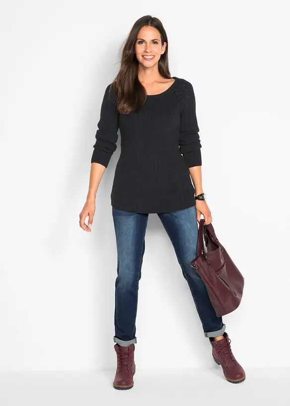 Jean boyfriend taille mi-haute, extensible, bonprix