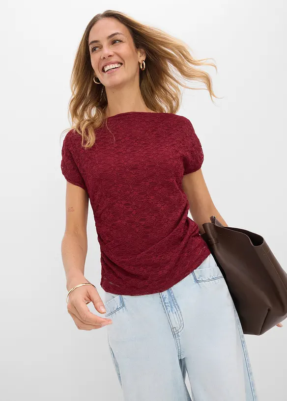 T-shirt &agrave; dentelle, bonprix